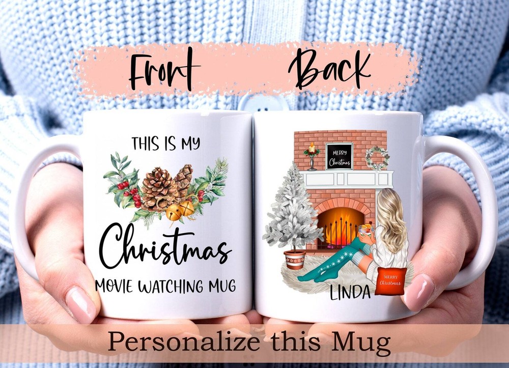 Christmas Movie Watching Mug Christmas Coffee Mug Personalized Christmas Gift