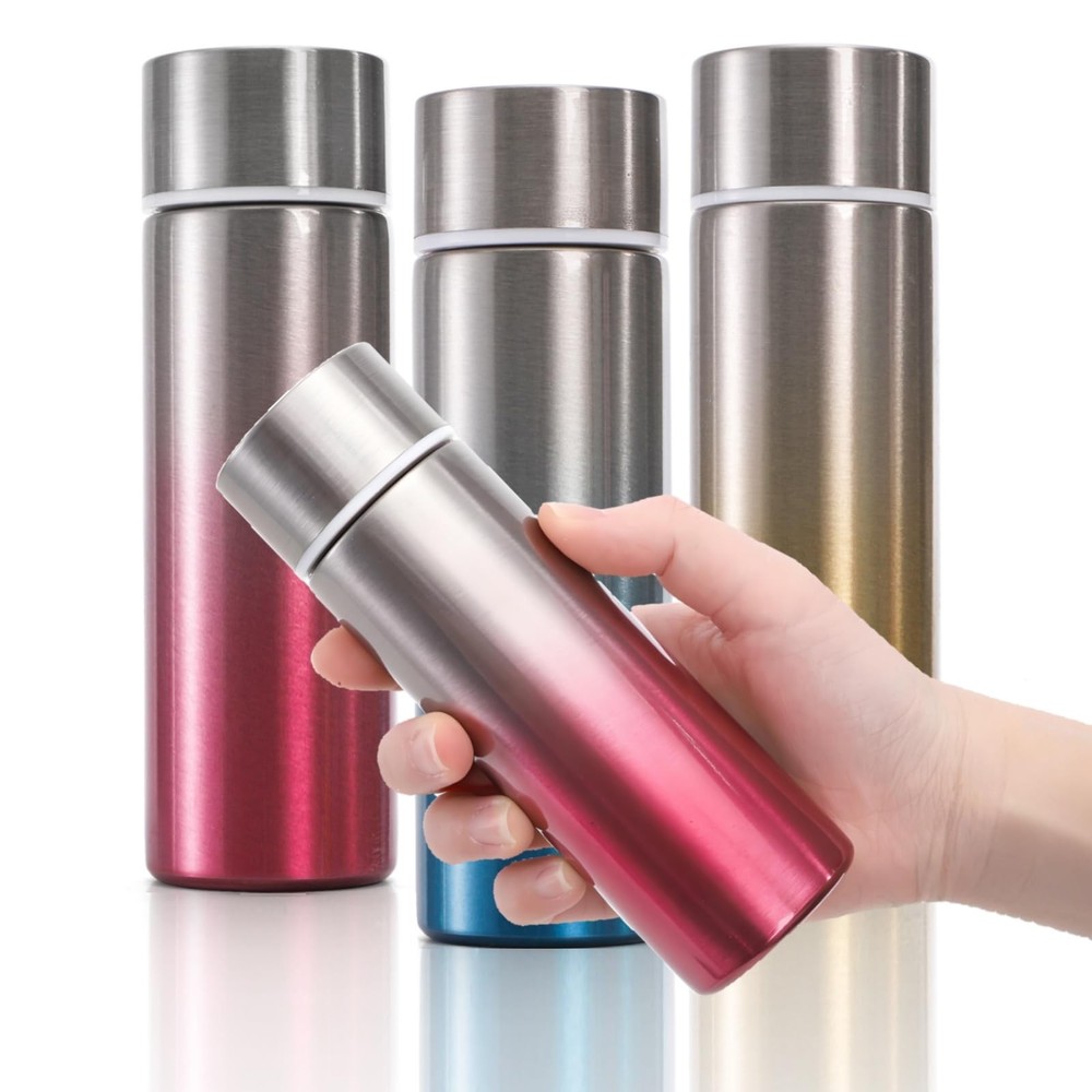 3 Pack Mini Stainless Steel Water Bottle, 4 Oz Small Stainless Steel Metal Bo...