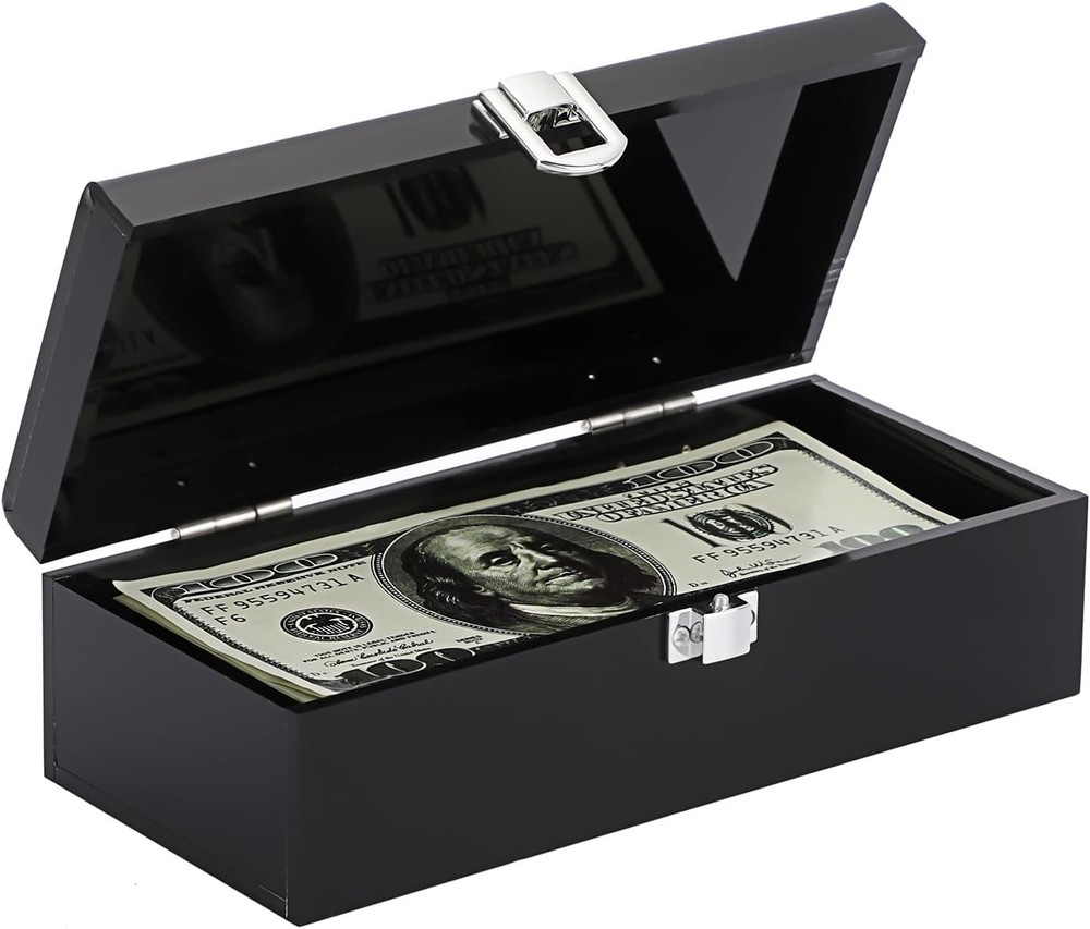 Hipiwe Cash Box Money Holder Black Organizer Storage Small,