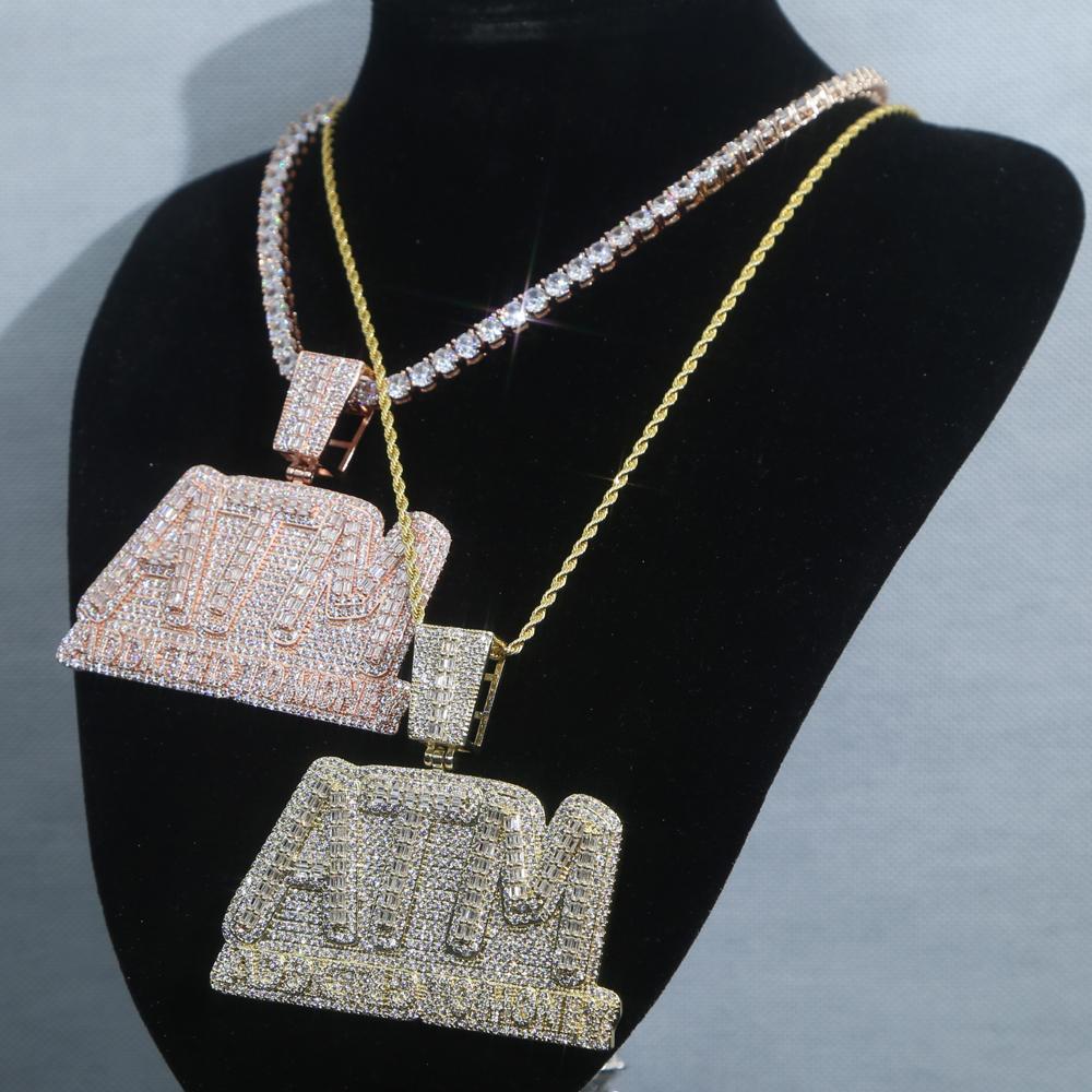 Hip Hop ATM Fashion Pendant Necklace Stainless Steel Multicolor Engraved Modern