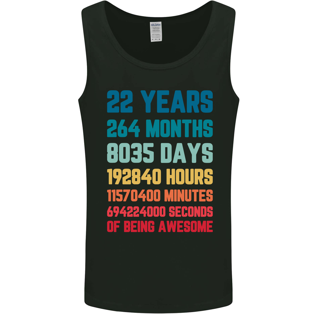 22nd Birthday 22 Year Old Mens Vest Tank Top