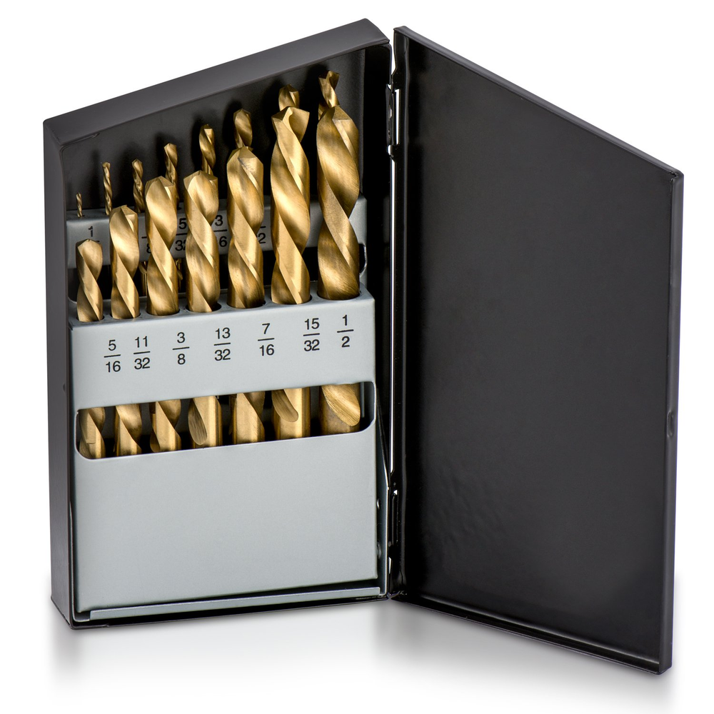 NEIKO 10037A Titanium Nitride Coated Left-Hand Drill Bit Set in High-Speed Steel