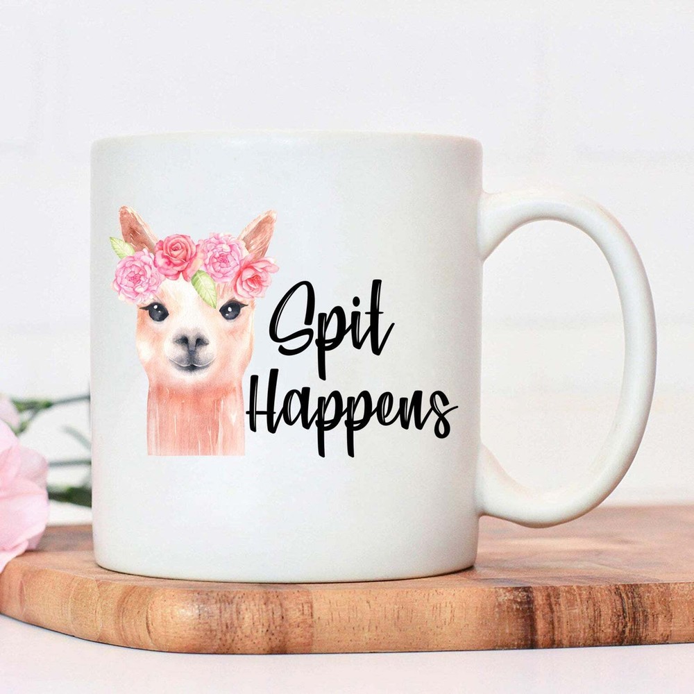 Personalised White Ceramic Mug 11oz Spit Happens Mug Birthday Gift Perfect Gift