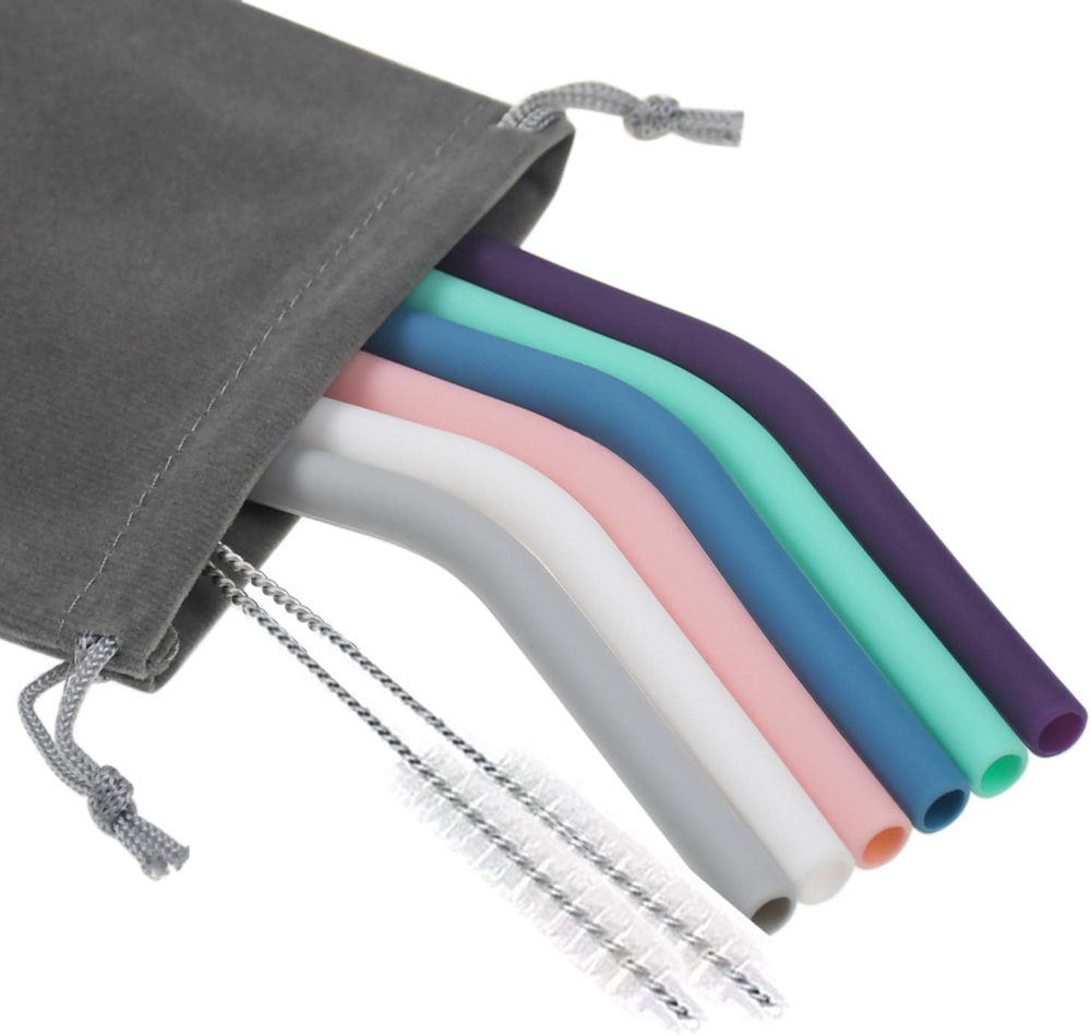 Set of 6 Silicone Drinking Straws for 30Oz and 20Oz - Reusable Silicone Straws B