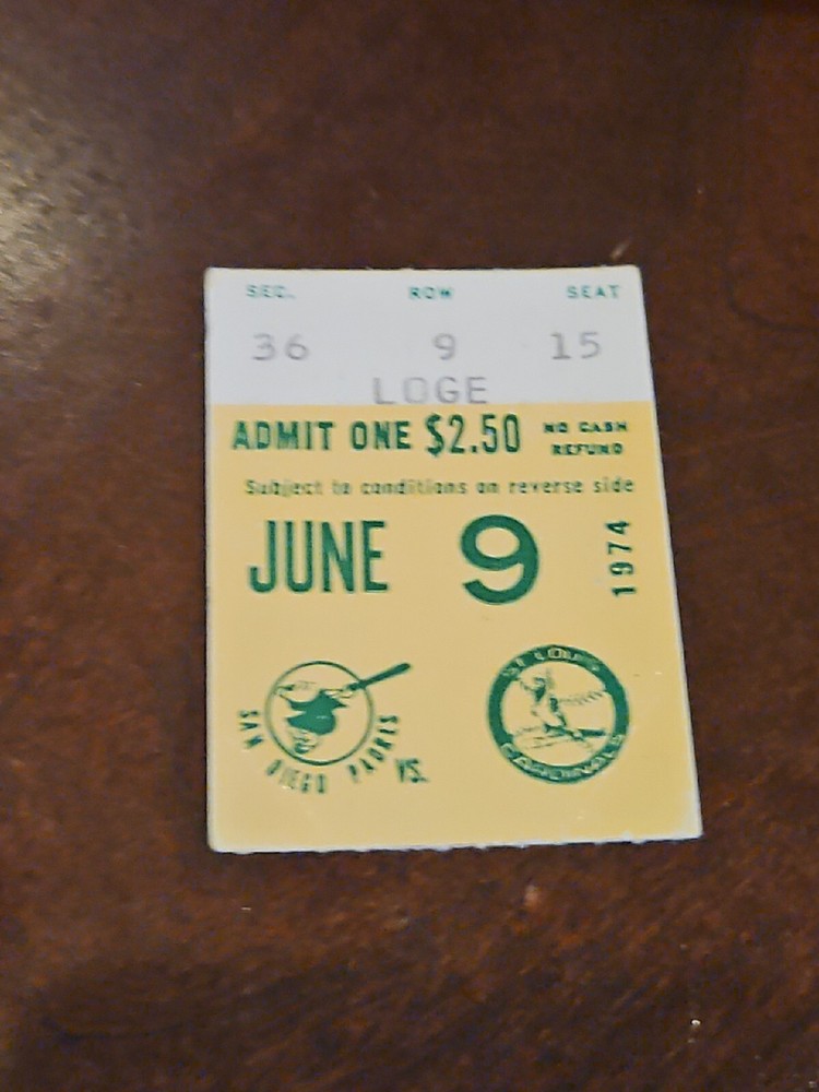 1974 san diego padres ticket stub Ted Simmons Homerun hr Willie Mccovey Run Mlb