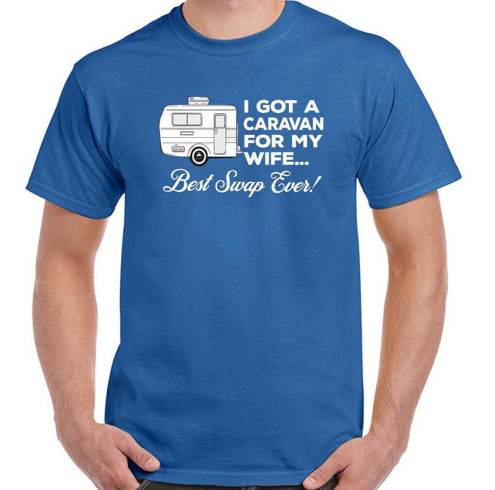 Caravan T-Shirt Caravanning For My Wife Mens Funny Camping Toeing Holiday Awning