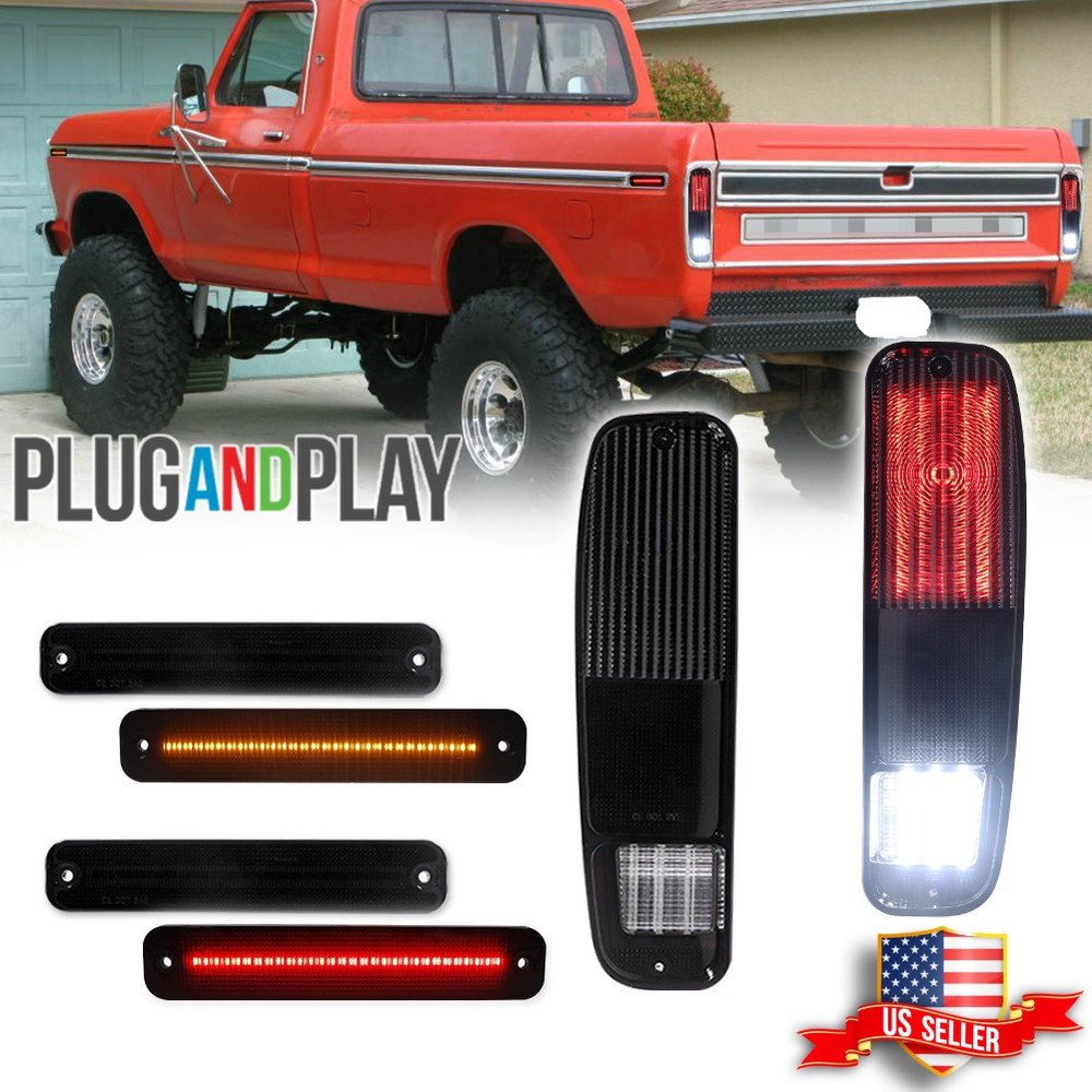 6PCS Smoke LED Tail Light & Side Marker Lamp For Ford F150 F250 E150 Truck 73-79
