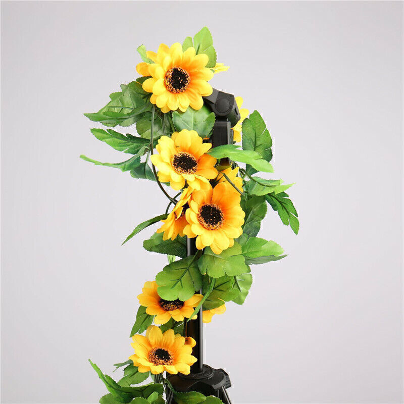 Artificial Sunflower Flower Garland Vine Wall Hanging Rattan Fake Plant Decor