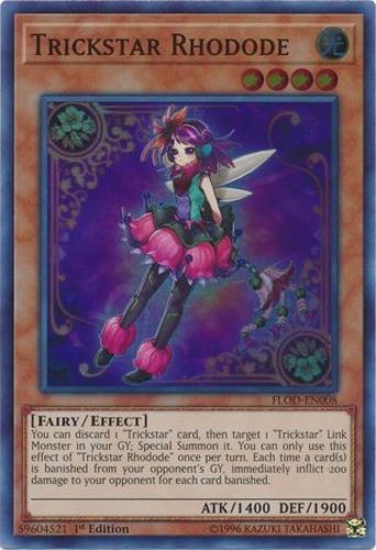 Trickstar Rhodode FLOD-EN008 Super Rare 1st Ed Heavily Played