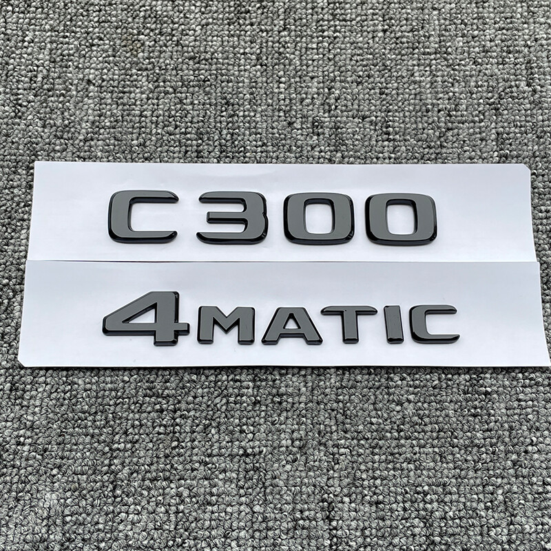 2X C300 Gloss Black Rear Trunk Badge Emblem Fits Mercedes Benz W204 C300 4MATIC