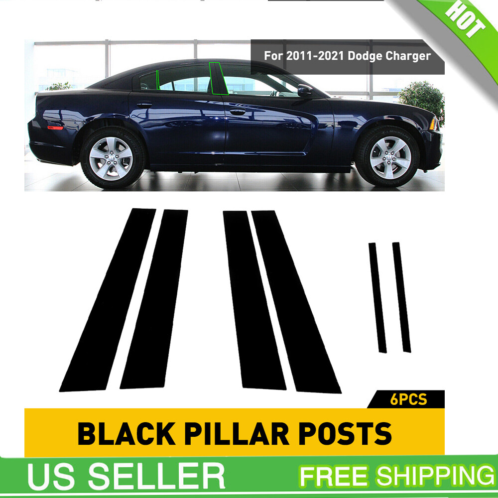 Black Pillar Posts For 2011-2021 Dodge 6pcs Charger Door Trim Cover Window Gloss