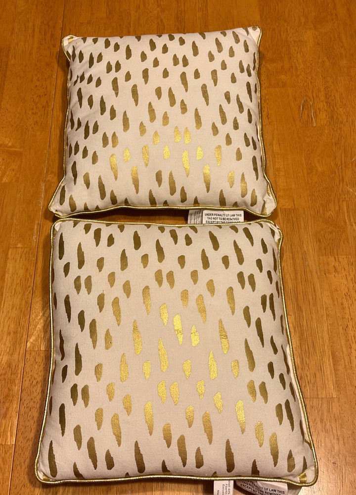 Set of 2 Gold and White Decorative Throw Pillows from Hobby Lobby