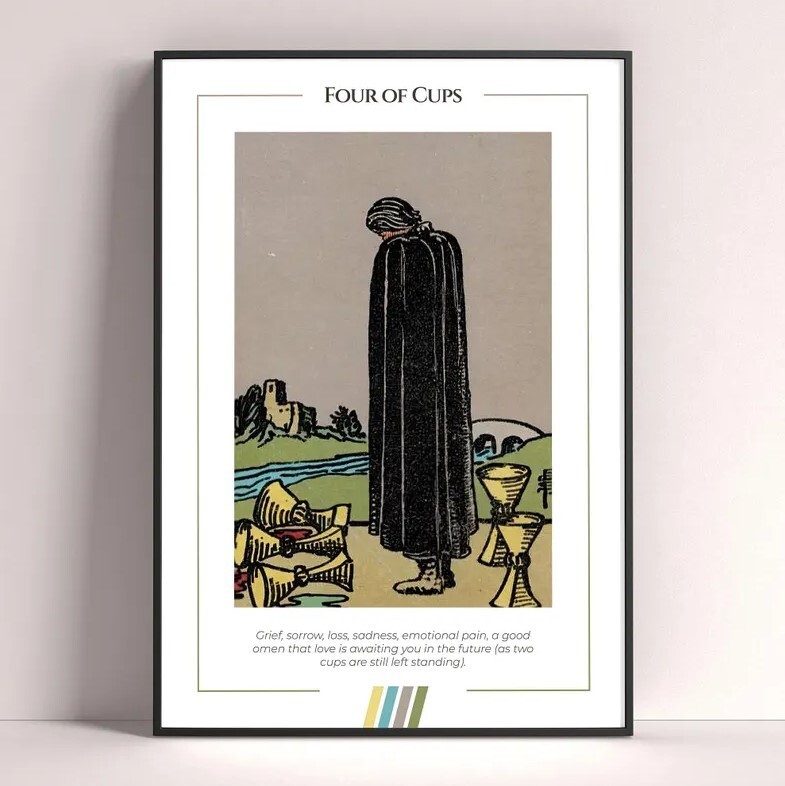 Five of Cups Tarot Card Art Print Digital Download Poster