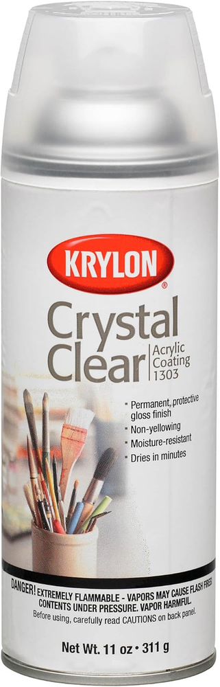 Krylon K01303007 Gloss Crystal Clear Acrylic Aerosol Spray Paint 11 oz Can