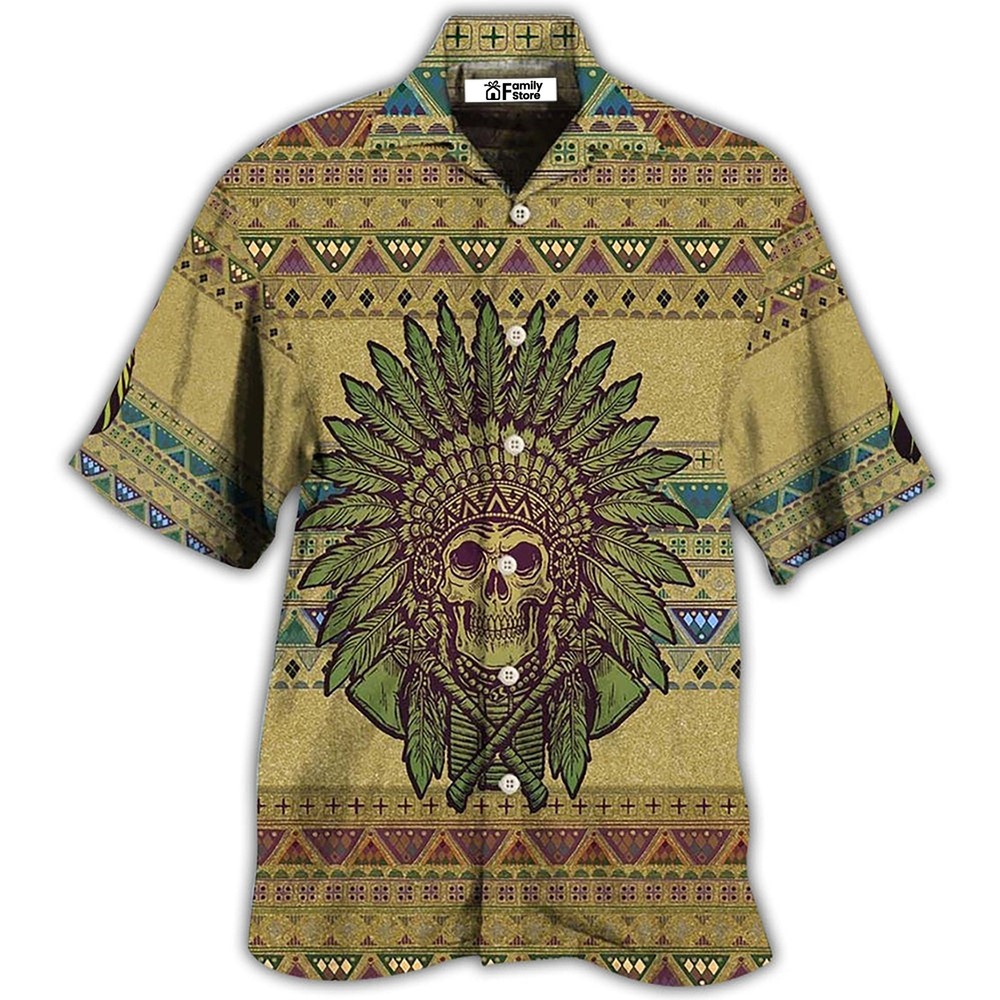 Native Skull Love Peace Pattern Hawaiian Shirt for Stylish Tropical Vibes