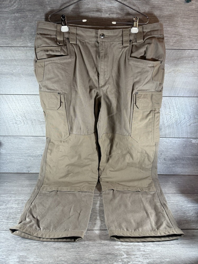 Duluth Trading Mens Ultimate Cargo Work Pants 42x30 Reinforced Knee Khaki