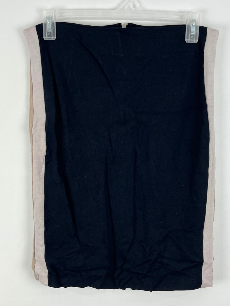 Black Stretch Pencil Skirt Size 8 with Elastic Waist 28in Zip & Slit