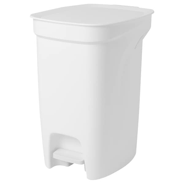 IKEA Step Trash Can 3 Gal White Pedal Waste Bin with Lid Small Plastic Paper Bin