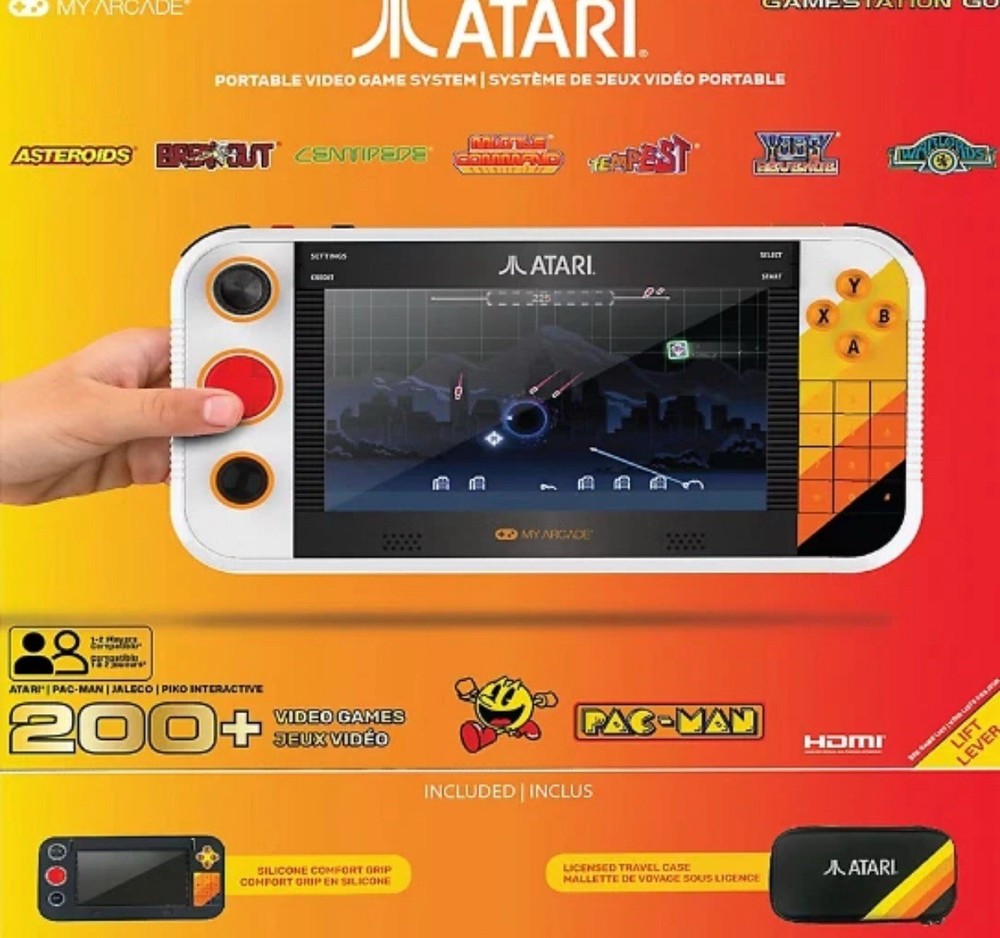 Atari My Arcade Gamestation Go Bundle with Case and Screen Protector ++ New!!!