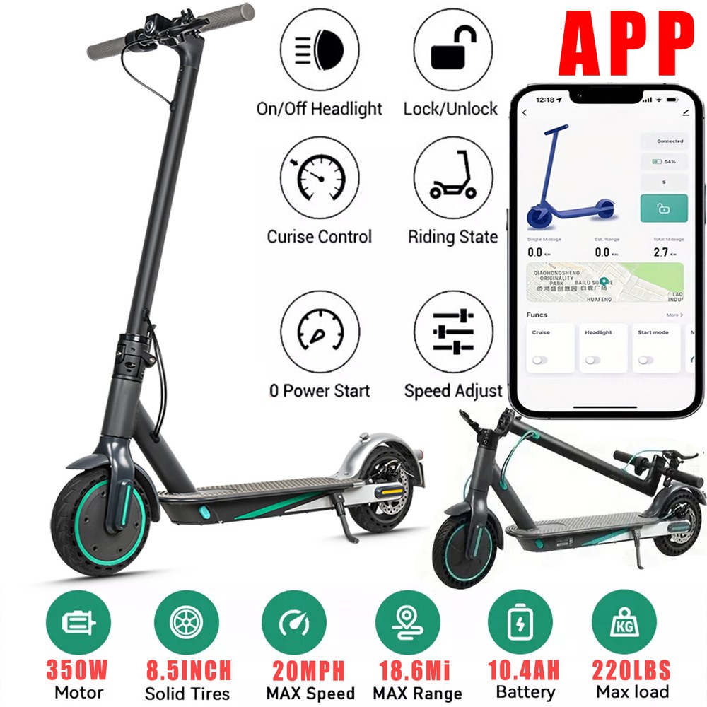 350W 8.5 Inch Folding Electric Scooter with 10400mAh Battery Long Range Commuter APP Control