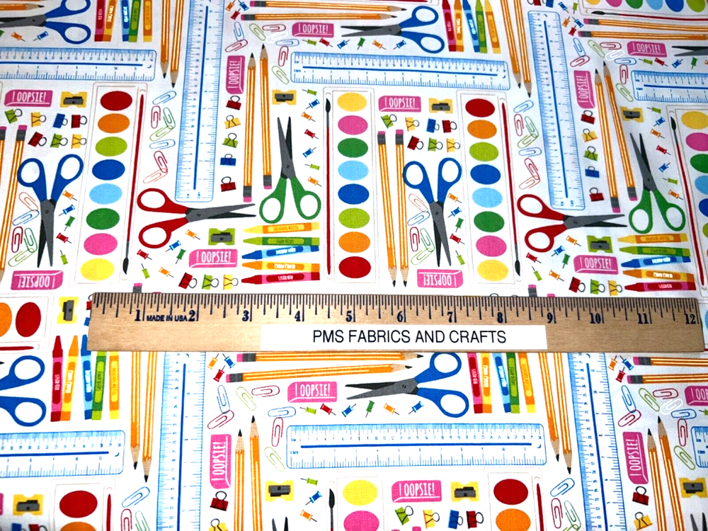 MODA Back to School 100% cotton fabric by the yard 36x44 art supplies 20891 11