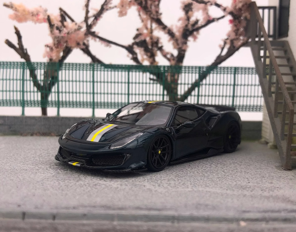 U2 1:64 Green Novitec 488 Pista Racing Sports Model Diecast Resin Car