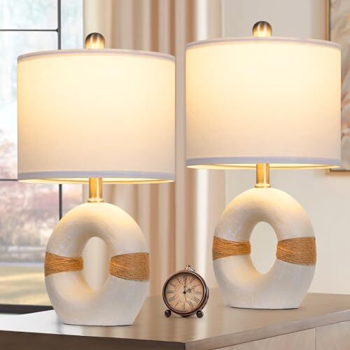 Boho Rattan Table Lamps for Bedroom Nightstand 18