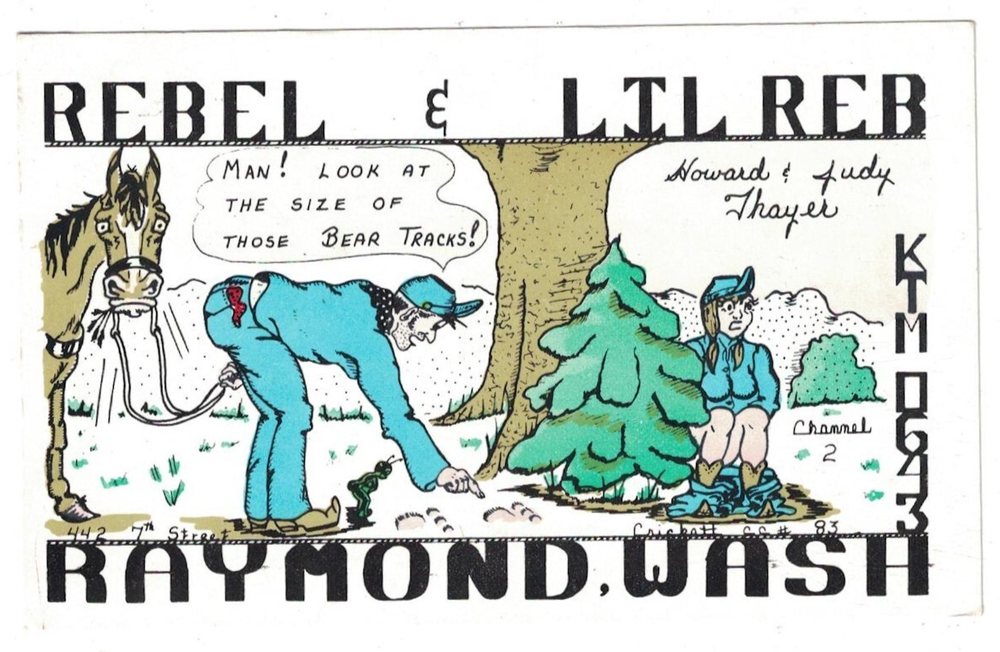 Vintage 1970s Snooper Comic QSL Radio Card Rebel & Lil Reb KTM-0643 Raymond Washington Collectible