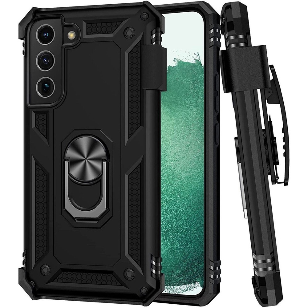 Samsung Galaxy S25 Plus Case with Belt Clip Holster & Swivel Metal Ring Cover