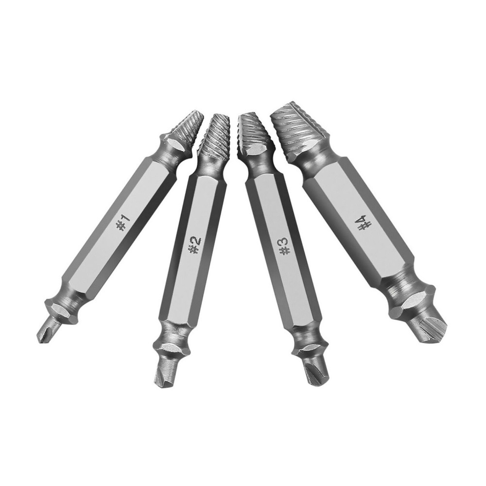 4-Pack Bolt Extractor Drill Bits for Damaged Screw Removal Reverse Stud Easy Out Tool