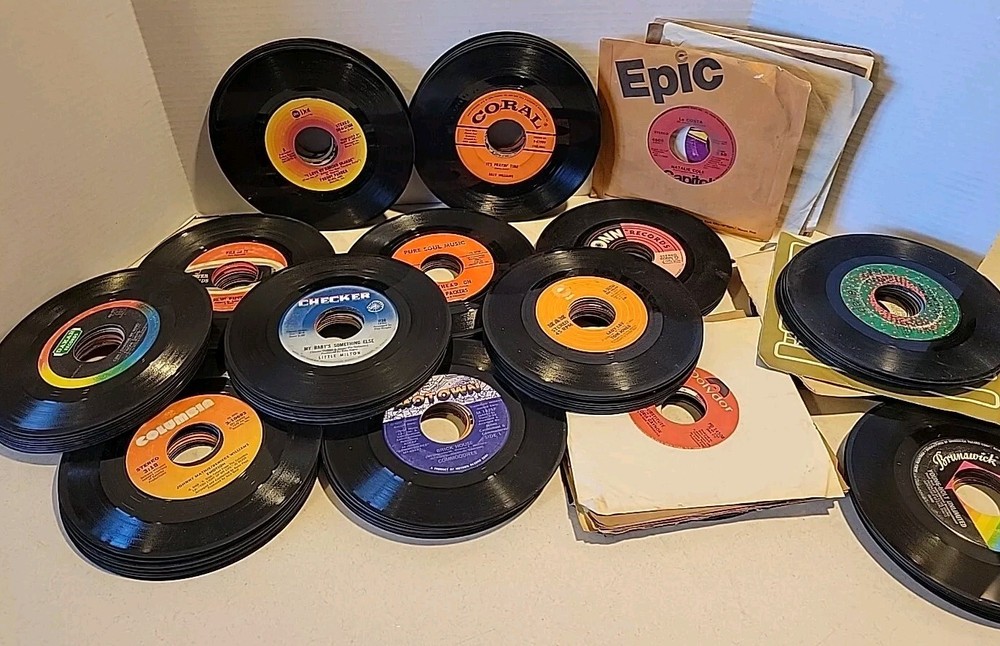 Vintage Lot of 151 45 RPM Vinyl Records for Crafts Decor 7 Inch 50s-80s Party DJ