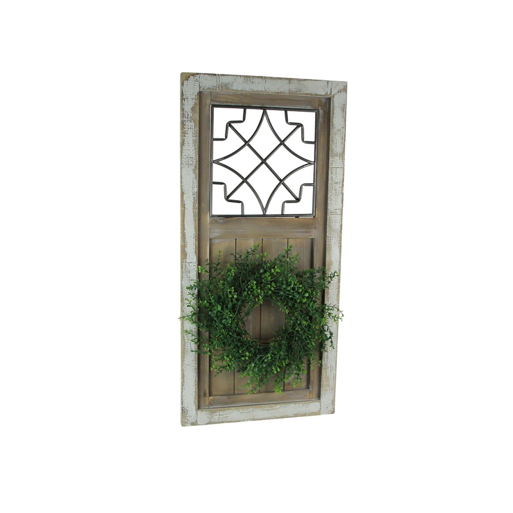 Decorative Wooden Door Wall Art Metal Accent Window Rustic Home Decor Sculpture