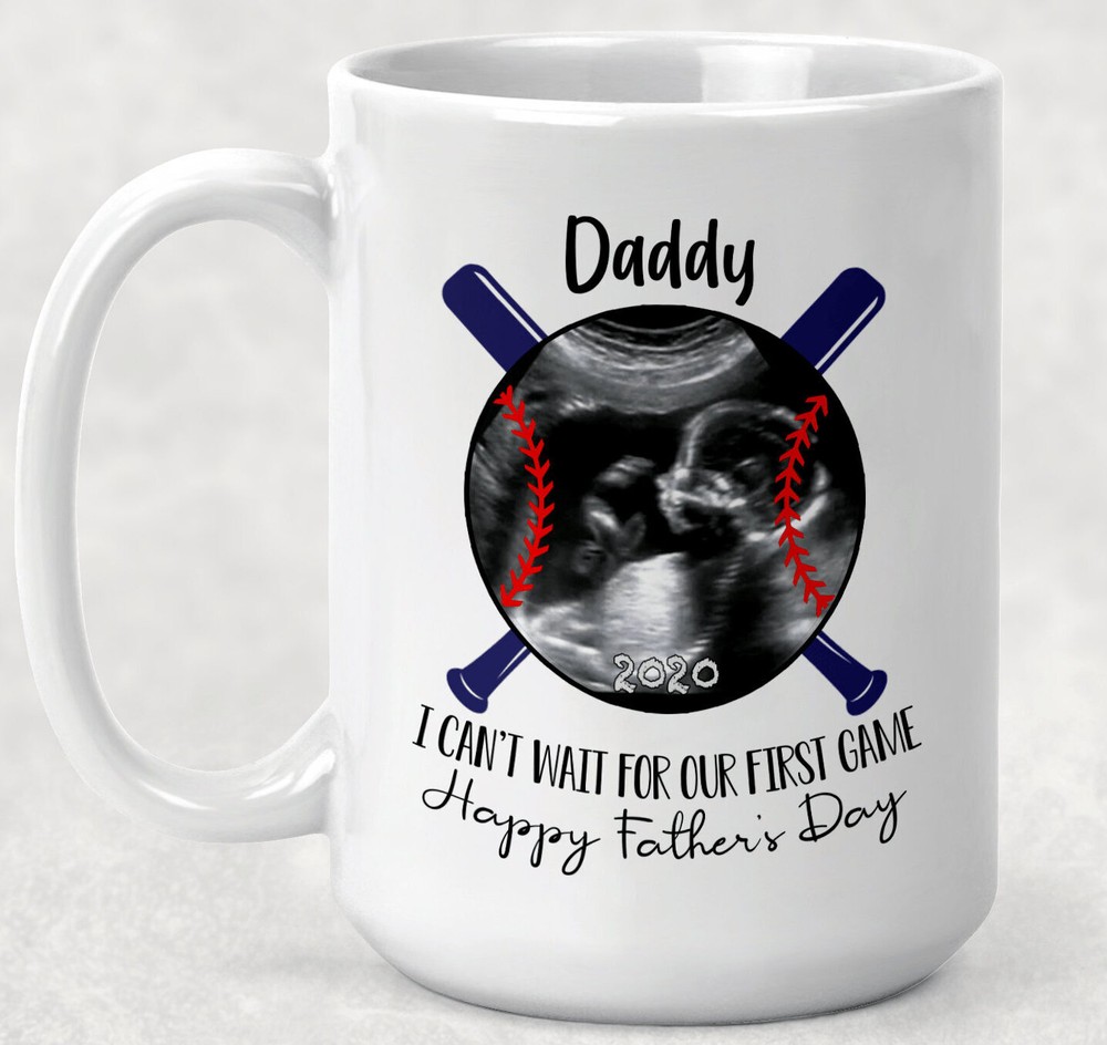 Fathers Day Gift Ultrasound Mug Baseball Sports Mug Expecting Grandparent Dad