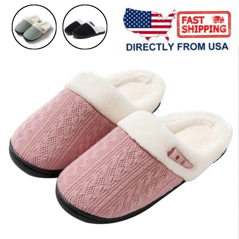 Ladies' Winter Warm Slippers Plush Lining Soft Non-slip Sole House Shoes Women