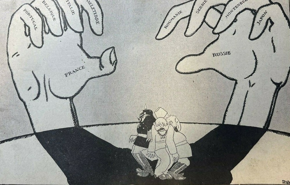 1917 Vintage WWI Illustration World War I Cartoons France England Germany