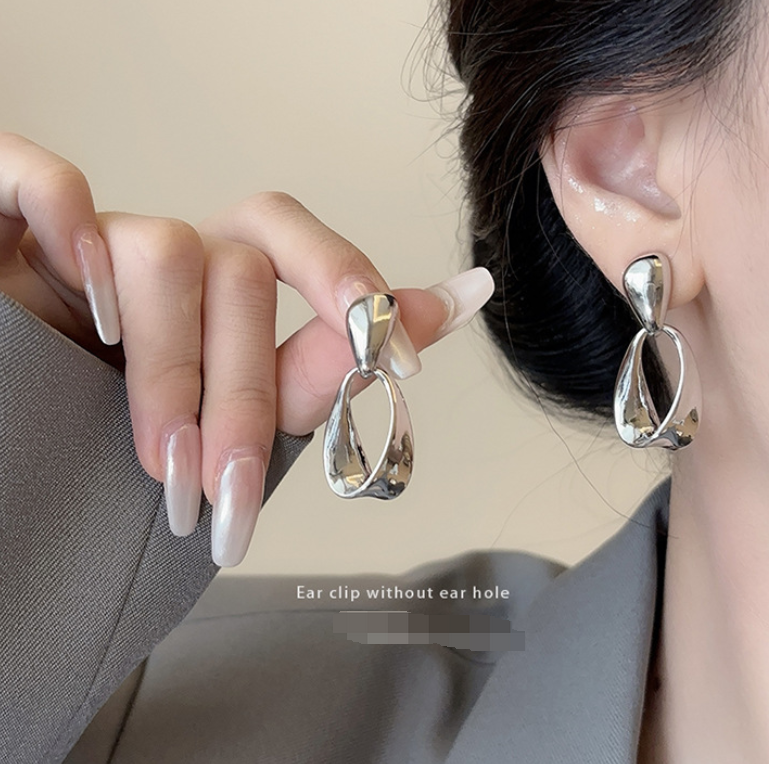 Stylish 925 Sterling Silver Oval Hoop Drop Dangle Stud Earrings for Women