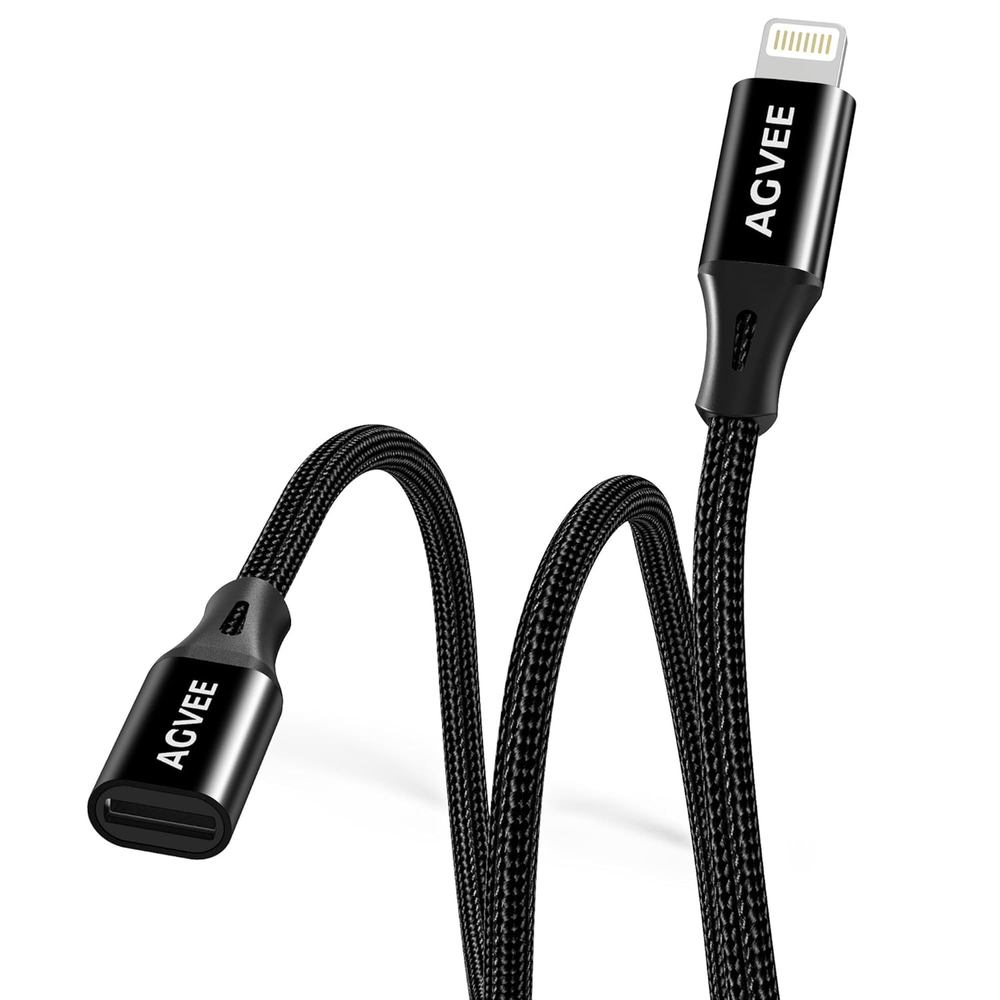 6.6ft Braided Lightning Extension Cable Female to Male Charger Extender Cord  