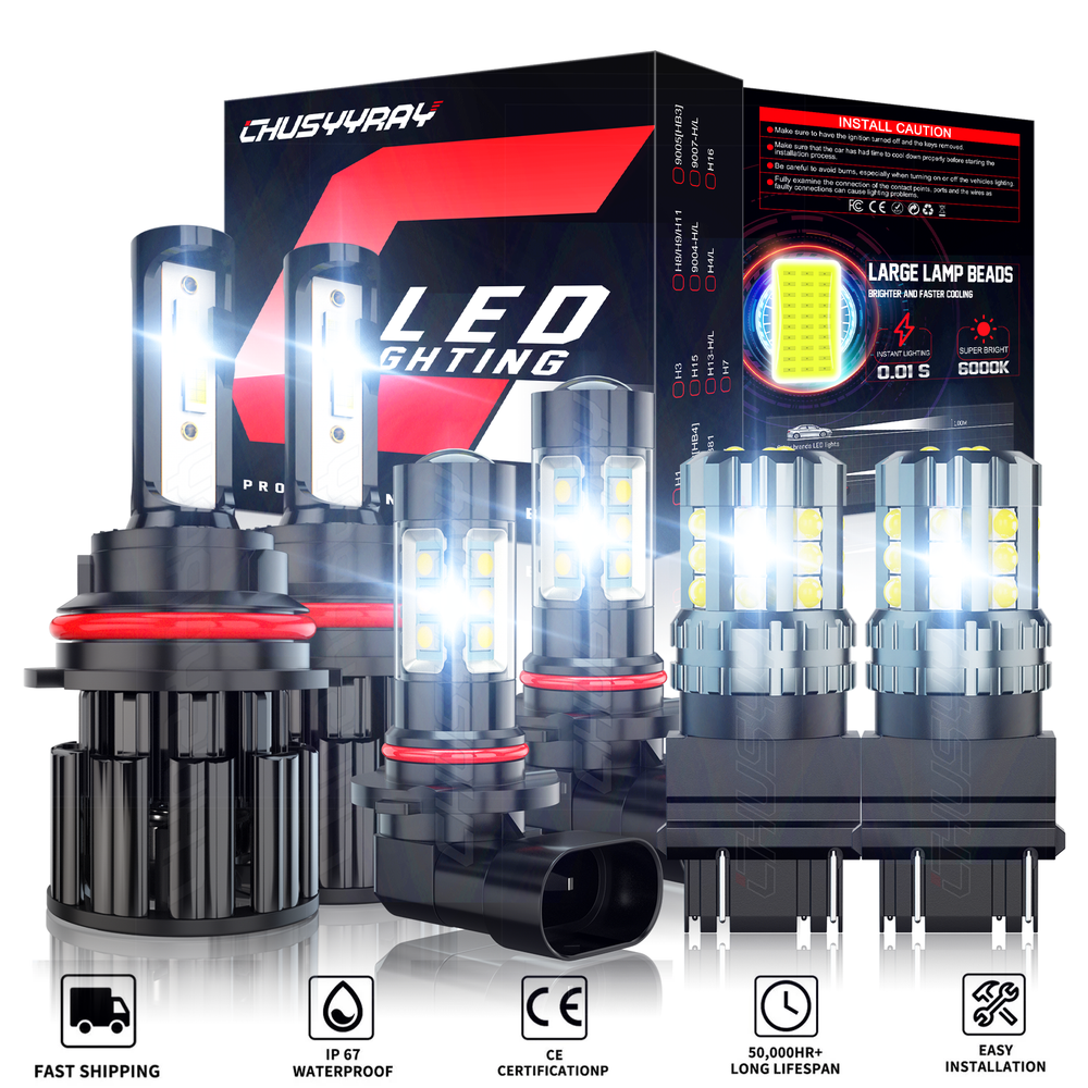 Fit 1999-2003 Ford F 150 6PC LED Headlight+Trun Signal Light+Fog Light Blubs Kit