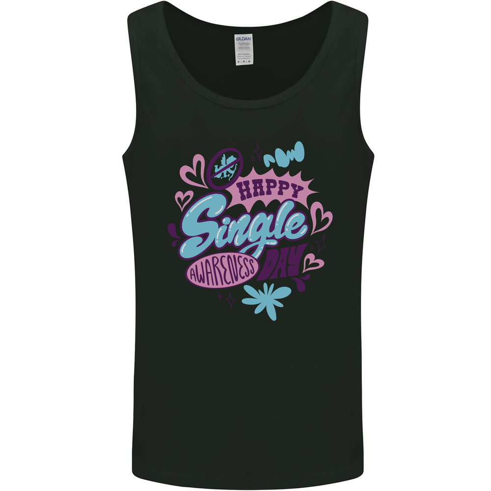 Happy Single Day Anti Valentines Romance Mens Vest Tank Top