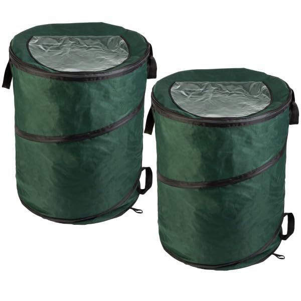Outdoor Trash Can 2-Pack - 46-Gallon Collapsible Garbage Cans - Pop Up Trash ...
