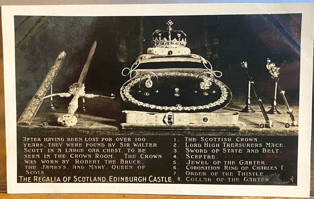 Scottish Crown Jewels Regalia of Scotland Edinburgh Castle Vintage RPPC Postcard
