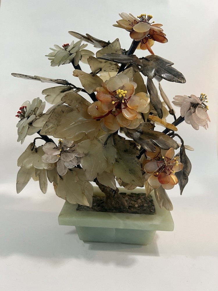 Antique jade quartz flower bonsai tree for home decor
