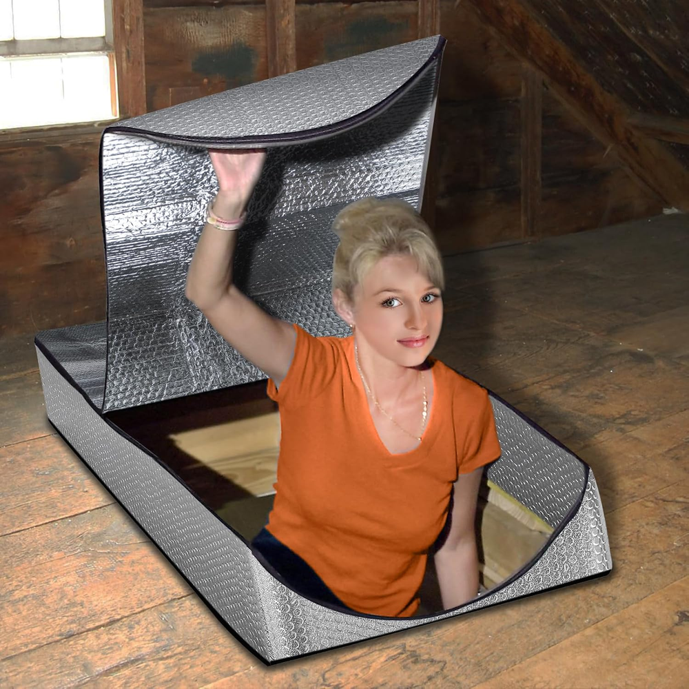 Attic Ladder Insulation Cover 25x54x11 with Zipper Door for Energy Efficiency