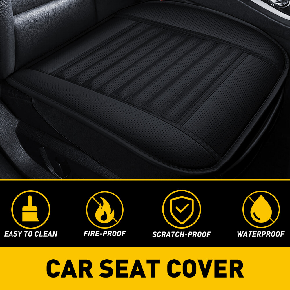 Breathable PU Leather Charcoal Seat Cushion Cover with Storage Pocket