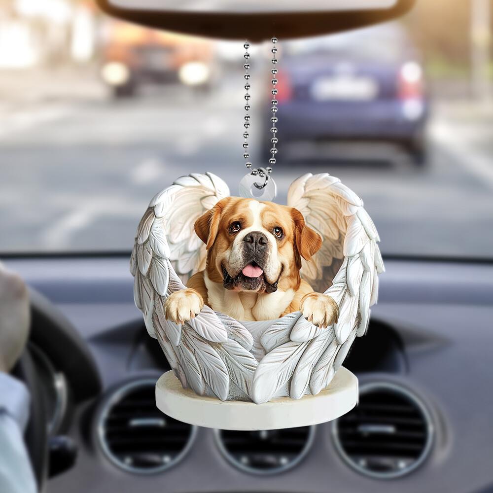 English Bulldog Peeking Angel Wings Car Ornament Bulldog Christmas Ornament Gift