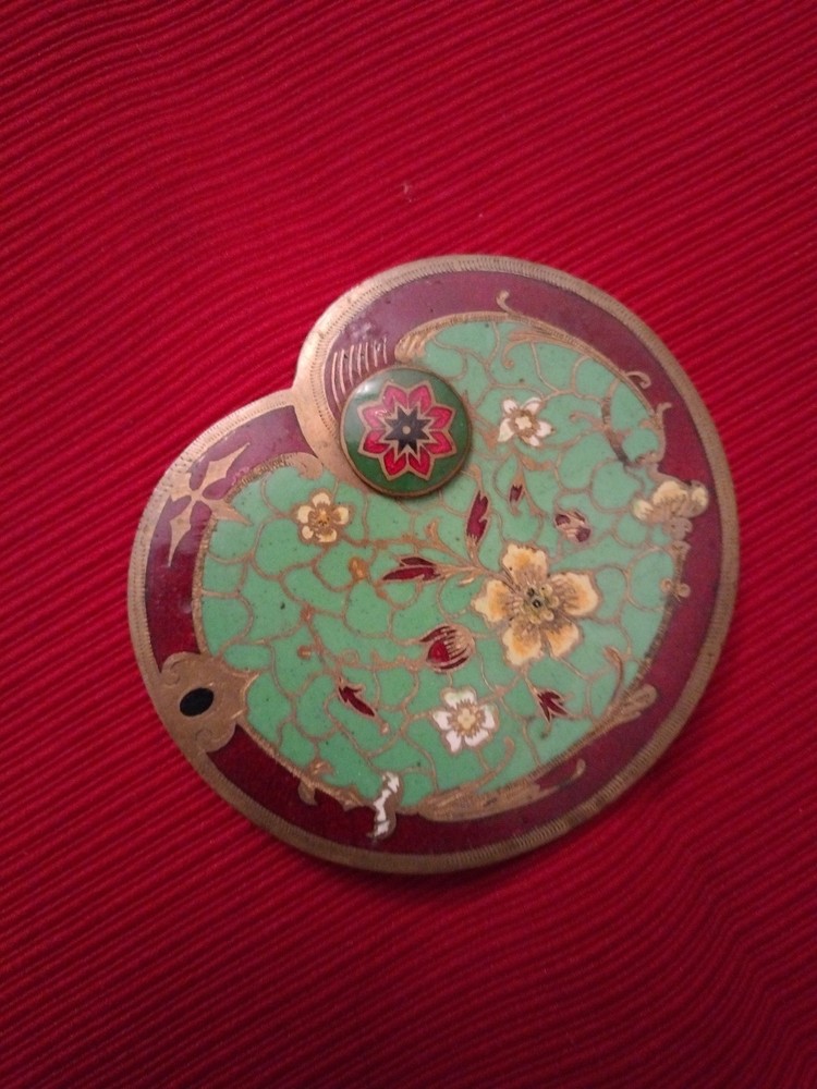 Antique German Cloisonné Heart Desk Tray A. Stübbe Berlin Gilt Brass c1900