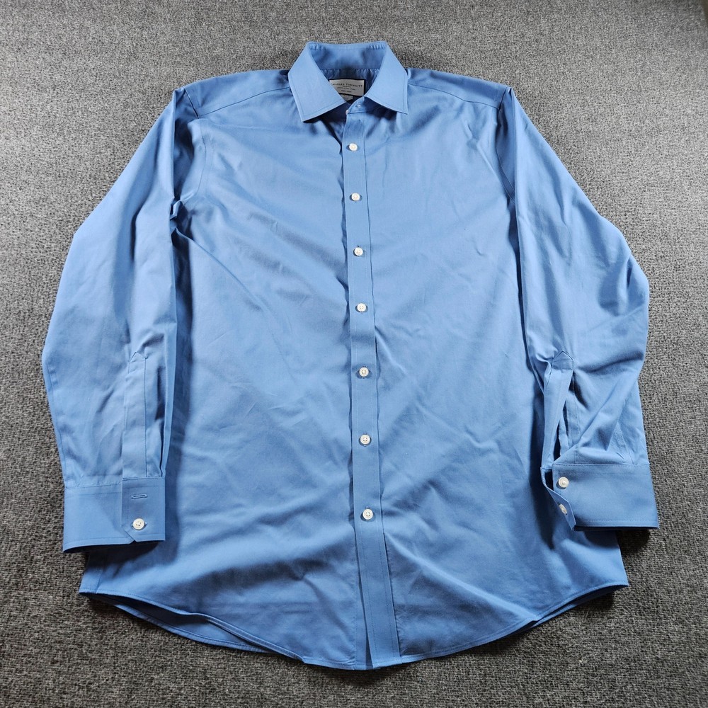 Charles Tyrwhitt Shirt Mens 16.5 34/35 Blue Non Iron Classic Fit Dress Cotton