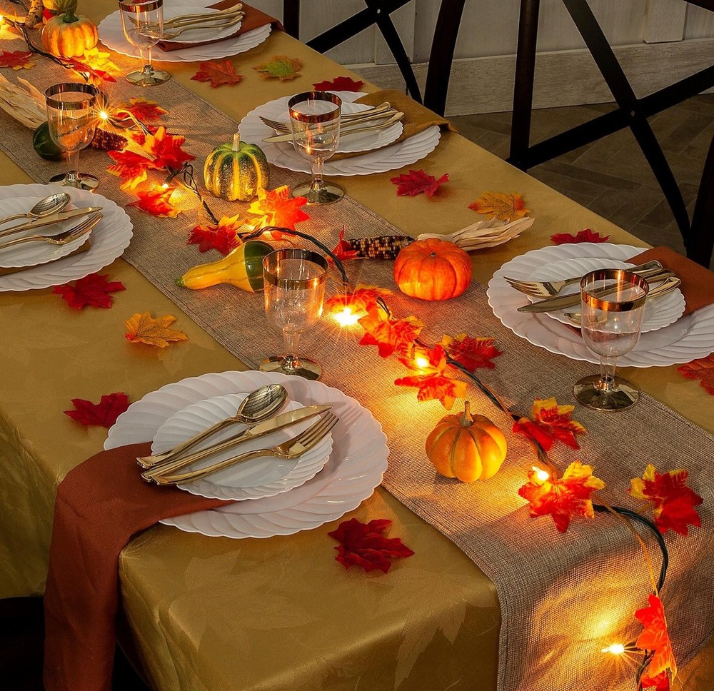 6-1/2 Ft Autumn Leaf String Lights Maple Leaves Indoor/Outdoor Electric Set #507