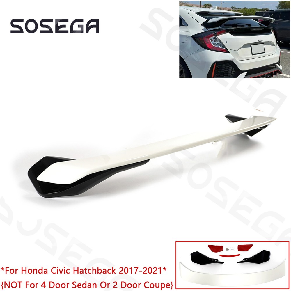 2017-2021 Honda Civic FK7 FK4 FK8 Hatchback White Rear Upper Spoiler Wing