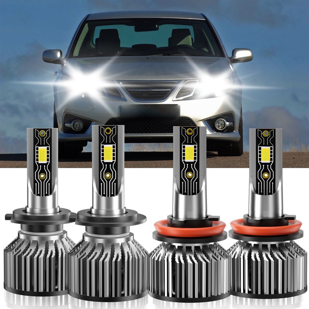 LED Headlight High Low Beam Bulbs Combo Kit 6500K H7+H11 For Saab 9-3X 2010-2011